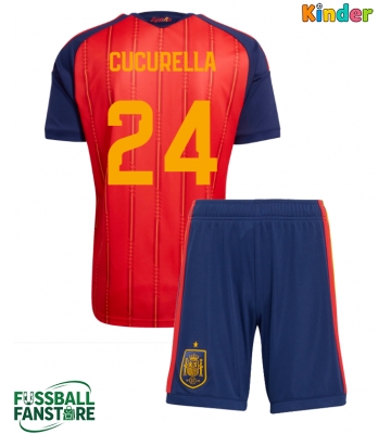 Spanien Marc Cucurella #24 Replik Heimtrikot Kinder WM 2026 Kurzarm (+ Kurze Hosen)